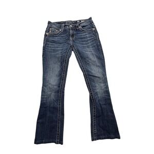 Miss Me Size 28 Bootcut Jeans Crystal Flower Inlay Big Stitch Signature Rise